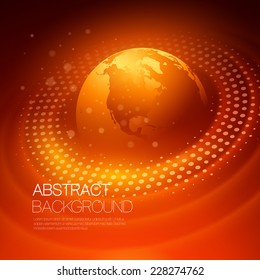 Vector background with glowing space orbit
