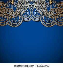 Vector background with gold floral pattern and place for text for greeting or invitation card.