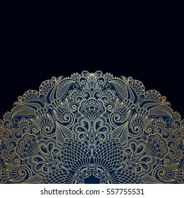 Vector background with gold floral vintage pattern.