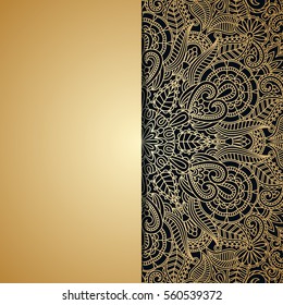 Vector background with gold floral vintage pattern.