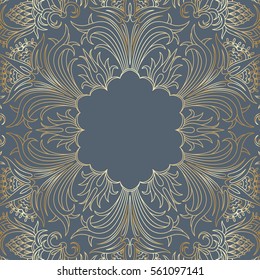 Vector background with gold floral vintage pattern.