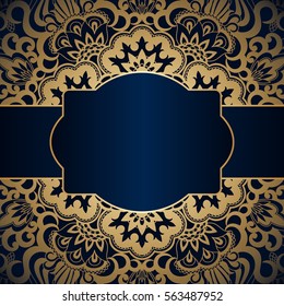 Vector background with gold floral vintage pattern for banner, wallpaper, invitation card, booklet. Template for design and fashion pattern.
