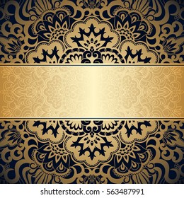 Vector background with gold floral vintage pattern for banner, wallpaper, invitation card, booklet. Template for design and fashion pattern.