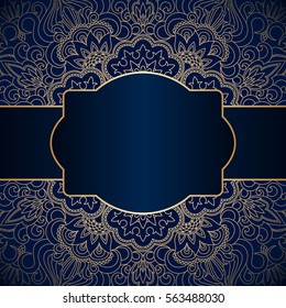 Vector background with gold floral vintage pattern for banner, wallpaper, invitation card, booklet. Template for design and fashion pattern.