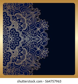 Vector background with gold floral vintage pattern for banner, wallpaper, invitation card, booklet. Template for design and fashion pattern.