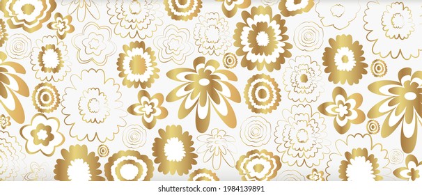 Vector background with gold flowers on a gray background.