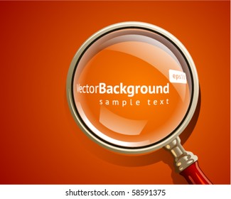 Vector background gold magnifier icon