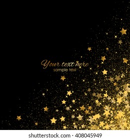 Vector background with gold shiny stars