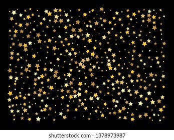 Vector background with gold stars. Golden stars confetti