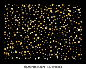 Vector background with gold stars. Golden stars confetti