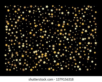 Vector background with gold stars. Golden stars confetti