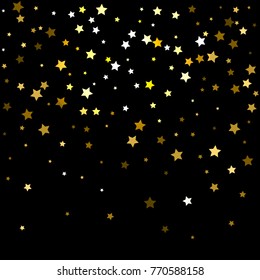 Vector background with gold stars. Star confetti
