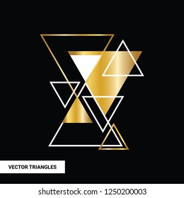 Vector background with gold, white geometric shape