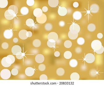 Vector background of golden bokeh Christmas lights