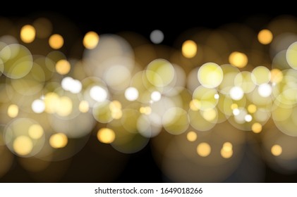 Fondo vectorial con bokeh dorado,Bokeh amarillo de luz sobre fondo negro