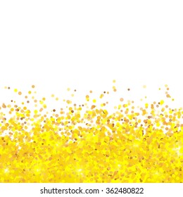 Vector background with golden confetti pieces.