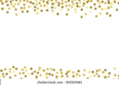 Vector background with golden falling stars. Gold confetti on white background. EPS 10.