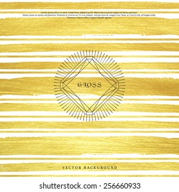 Vector background. Golden paint linear hand drawing foundation. Frame reminds a gemstone faceting. Place for your text