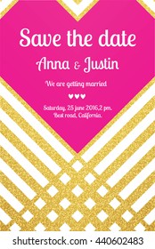 Vector background with golden stripes. Abstract geometric pattern. Gold glitter design for certificate, gift, voucher, present, discount, invitation,wedding card. Vector illustration