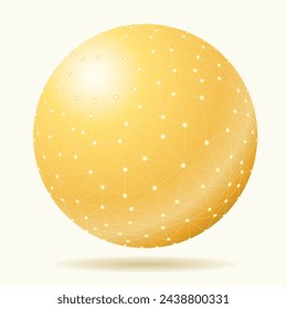 vector background with golden triangulated sphere, network abstract template