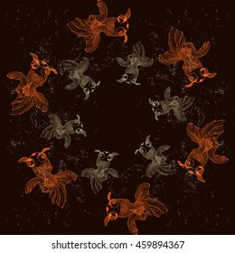 Vector background - goldfish. Use printed materials, signs, posters, postcards, packaging. A circular pattern of fish.