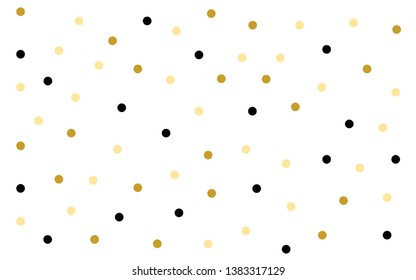 Vector Background for Graduation theme polka dots of black and gold in white background. Pattern for greetings, card, banners, poster, invitations, party celebrations and events.