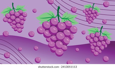 A vector background with grape elements and gradients within it presents an elegant and artistic design, creating a visually appealing appearance.