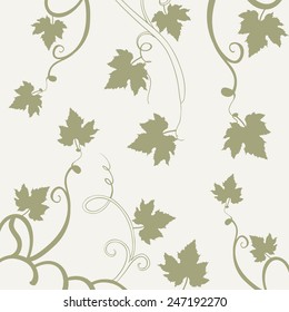 Vector background of grape leaves. Vine background. Wrapping paper for white wine
