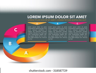Vector background with graph on three levels ABC and with places for texts