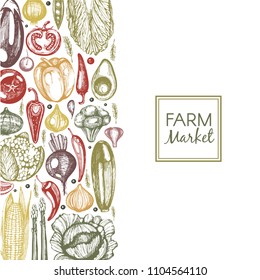 Vector background with graphic color vegetables
