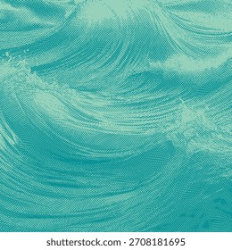 Vector background graphic, halftone sea wave background, waves background.