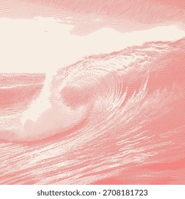Gráfico de fondo de Vector, fondo de onda de mar de medio tono, fondo de olas.