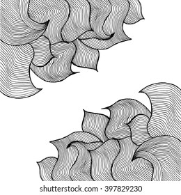 Vector  background with  graphic waves. Background for your design. Space for your text. Business card, card, invitation, cover both. Hand drawn