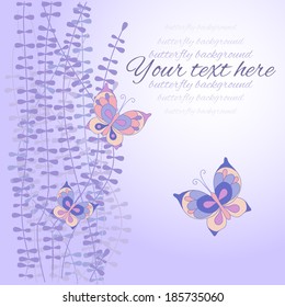 Vector background with grass and butterfly