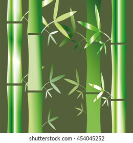 Vector background with green bamboo and leaves. Natural texture