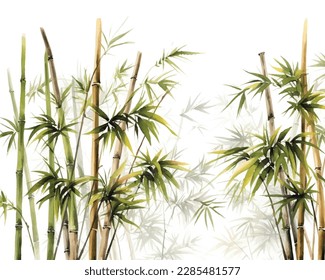 vector background with green bamboo stems (seamless bamboo background, bamboo vector illustration, silhouette of bamboo trees background)
