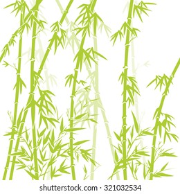 vector background with green bamboo stems (seamless bamboo background, bamboo vector illustration, silhouette of bamboo trees background)