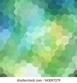 Vector background with green, blue  hexagons. Can be used in cover design, book design, website background. Vector illustration