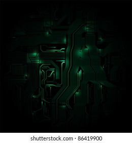 vector background with green circuit. Eps10