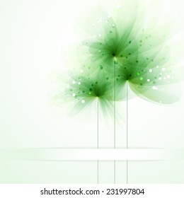 Vector background with green flowers. EPS 10. Contains transparent objects.