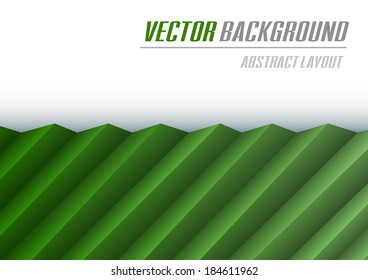 Vector background. Green folded paper.
