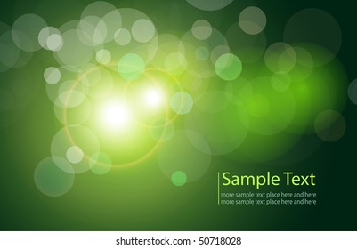 Vector background green and fresh magical lights, bokeh