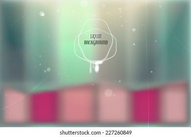 vector background with green glossy liquid covering pink background