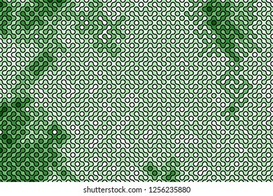 Vector background in the green labyrinth style of the rounded elements