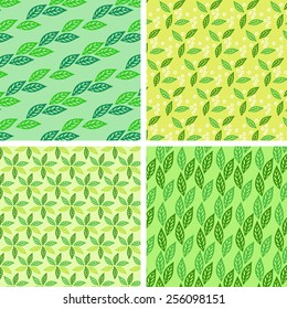 Vector background with green leaves: green tea