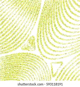 Vector background with green and mustard color circles. Curve lines of multiple colorful round confetti on white backdrop. Abstract striped pattern, geometric shapes scatter, verdure, waviness cover.