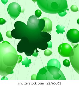 Vector background of green and shamrock balloons (seamless tile)