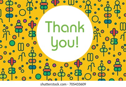 Vector background with green simple plants. Greeting card with floral background.