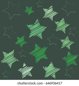 Vector background with green stars