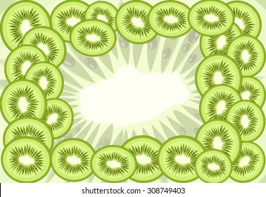 Vector background of green sweet kiwi
